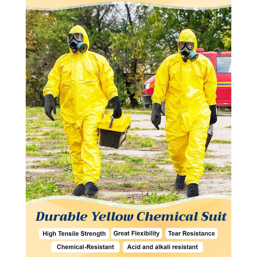 2 Sets Yellow Hazmat Suit, Chemical Protection Coveralls