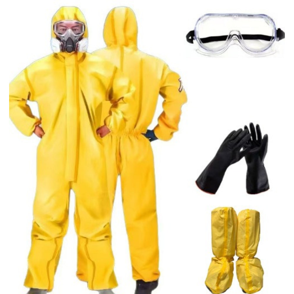 2 Sets Yellow Hazmat Suit, Chemical Protection Coveralls