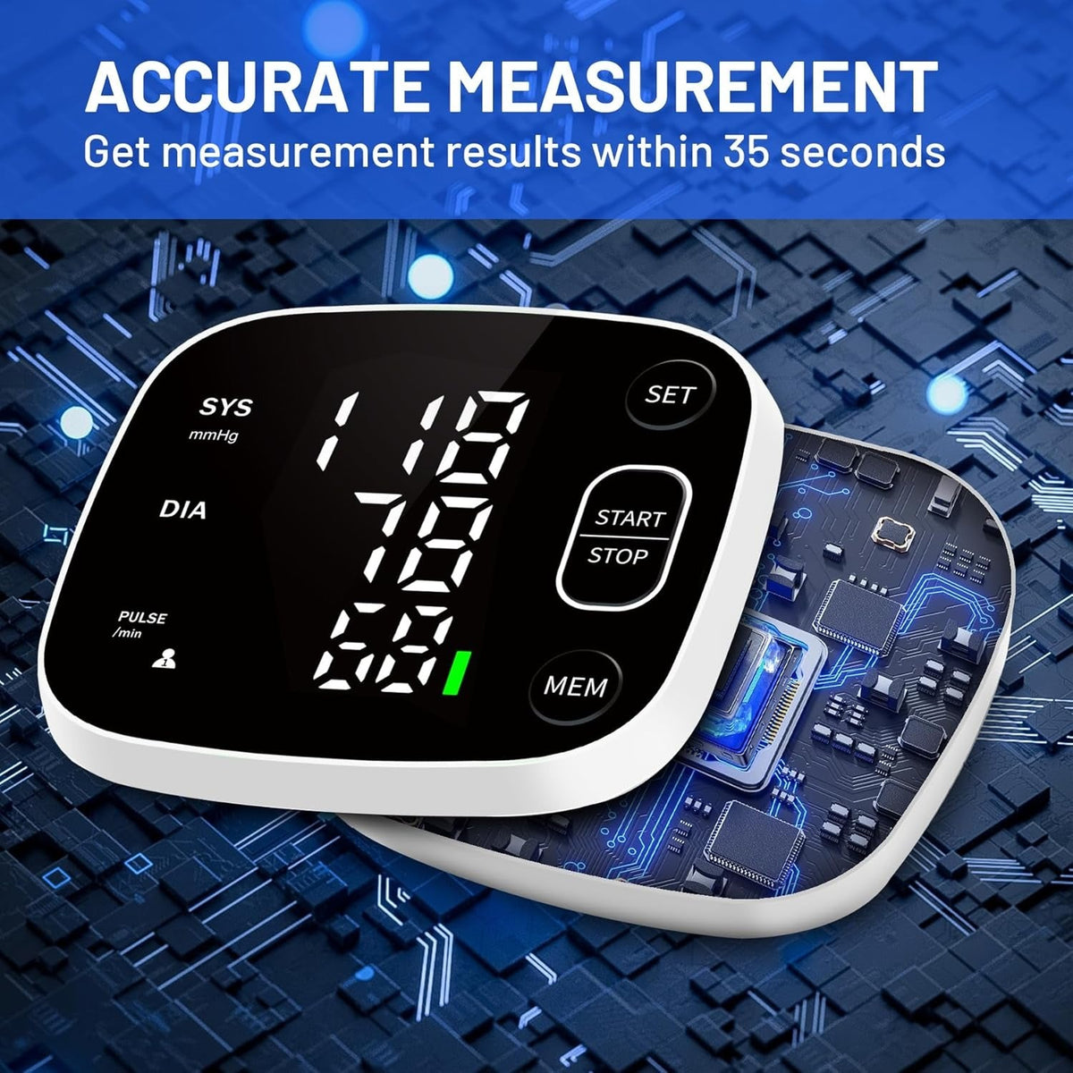 Carsine Blood Pressure Monitor Rechargeable Blood Pressure Monitors for Home Use Adjustable Automatic Wrist Cuff Voice Broadcast 2 * 120 Reading Memory for 2 Users with Carrying Case Black