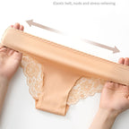 Shelliy Mid-Rise Ice-Silk Lace-Trim Brief featuring delicate romantic lace detailing and ultra-soft comfort waistband — Cozy french aesthetic everyday lingerie (View 4)