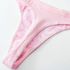 Shelliy Low-Rise Cotton Lace-Trim T-Back Thong featuring delicate romantic lace detailing and ultra-soft comfort waistband — Cozy french aesthetic everyday lingerie (View 5)