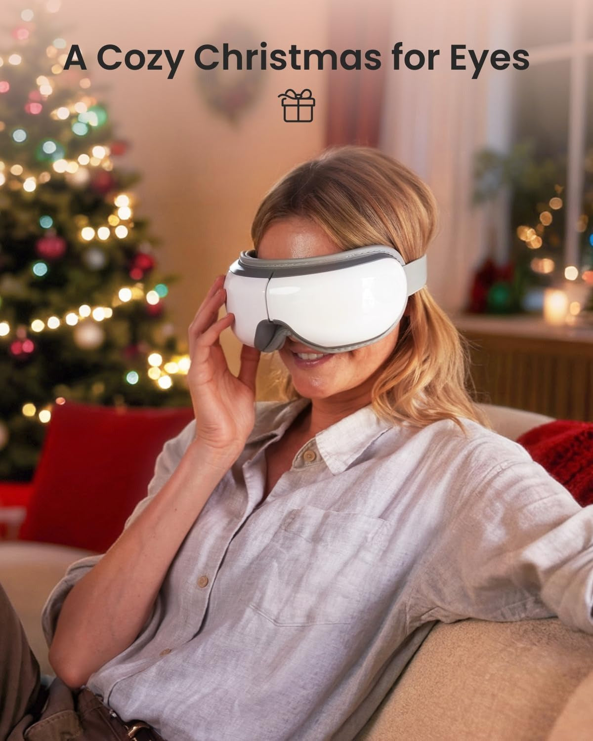 Carsine Eye Massager with Heat, FSA Eligible HSA Eye Mask for Migraine, Sleep Mask for Dry Eyes Relax, Reduce Eyeris Strain White