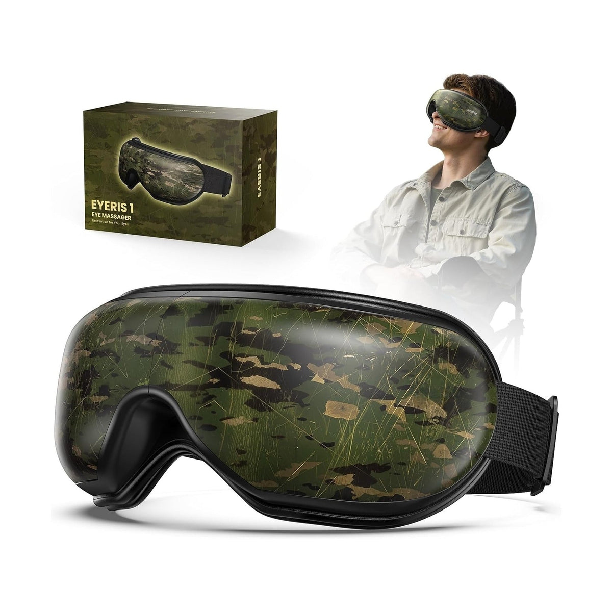 Carsine Eye Massager with Heat, FSA Eligible HSA Eye Mask for Migraine, Sleep Mask for Dry Eyes Relax, Reduce Eyeris Strain Camouflage