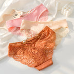 Shelliy Lace-Trim Hollow-Out Cotton Brief