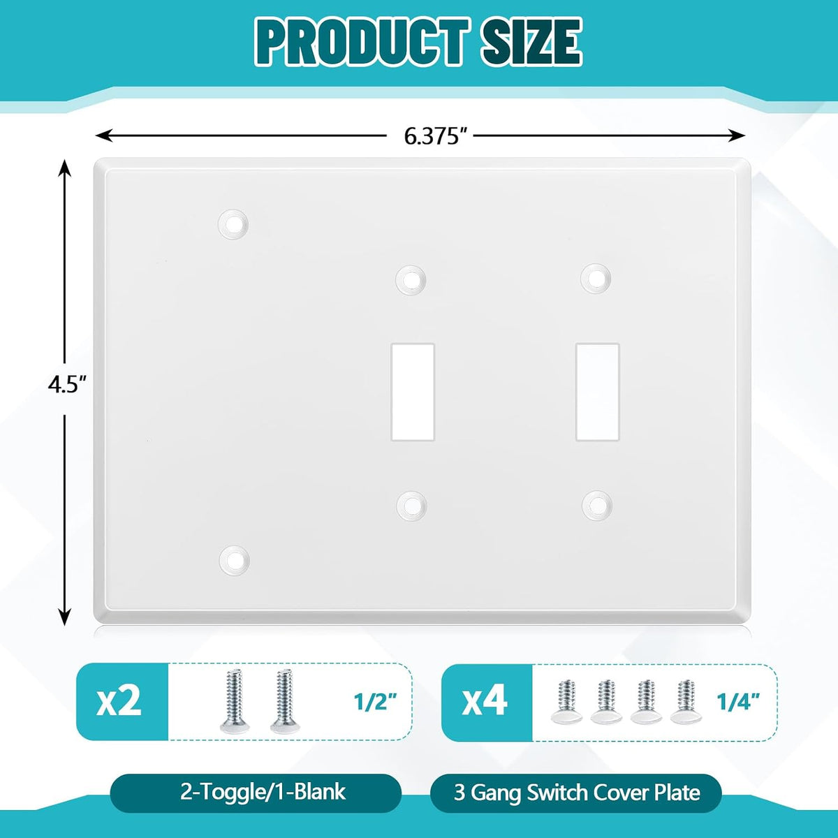 3/4 gang Wall Plate, blank toggle, Stainless Steel