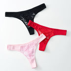 Shelliy Low-Rise Cotton Lace-Trim T-Back Thong - View 3