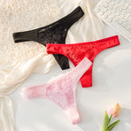 Shelliy Low-Rise Cotton Lace-Trim T-Back Thong - View 1