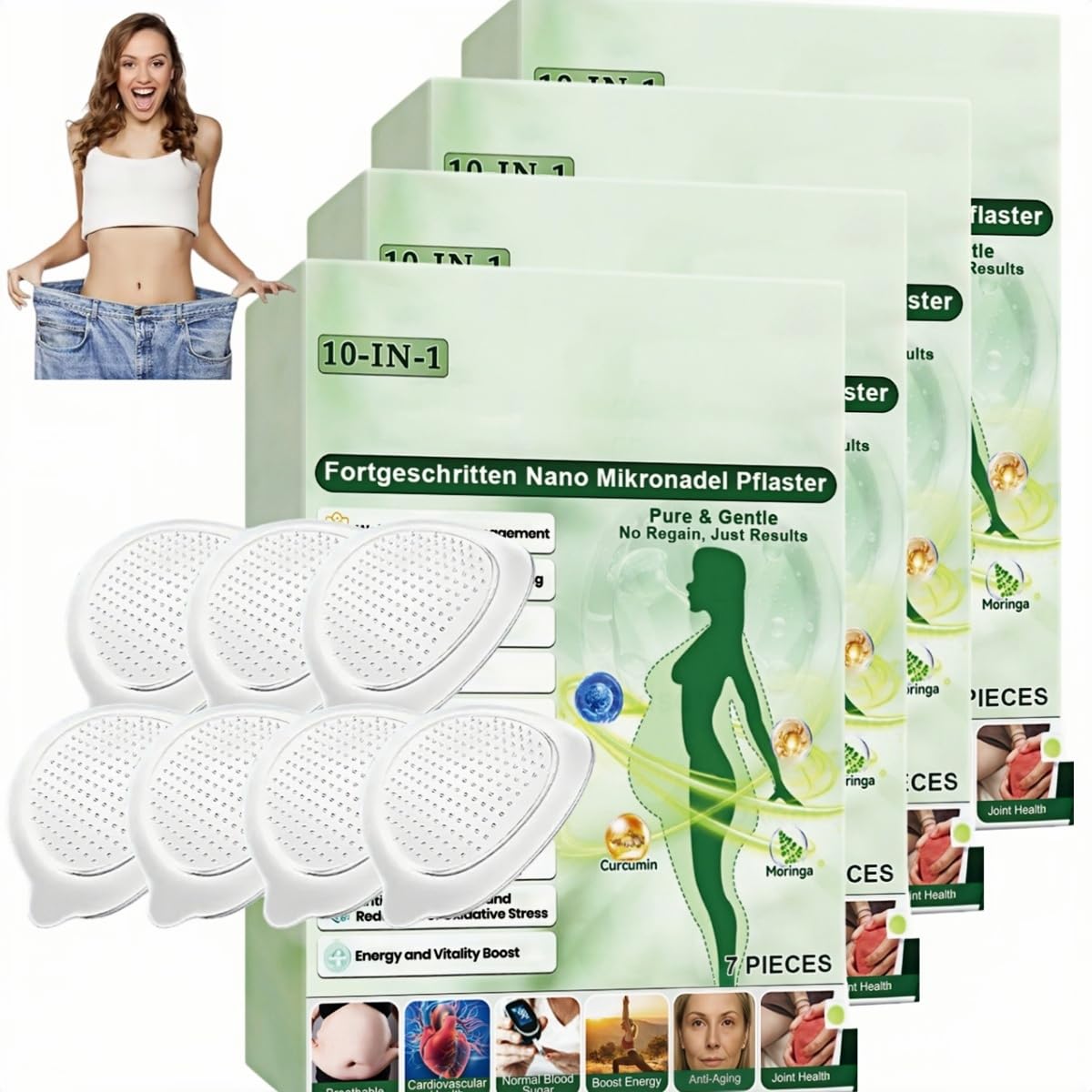 Moringa Berberine Patches Advanced Moringa 10-IN-1 Nano Microdarts Patch Natural Patches for Women Men Gentle Formula for All Skin-Types