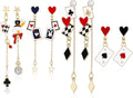 4 Pairs Poker Earrings for Women Playing Card Dangle Drop Ace Heart Earrings Poker Themed Jewelry for Casino Party Halloween Costume