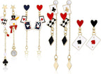 4 Pairs Poker Earrings for Women Playing Card Dangle Drop Ace Heart Earrings Poker Themed Jewelry for Casino Party Halloween Costume