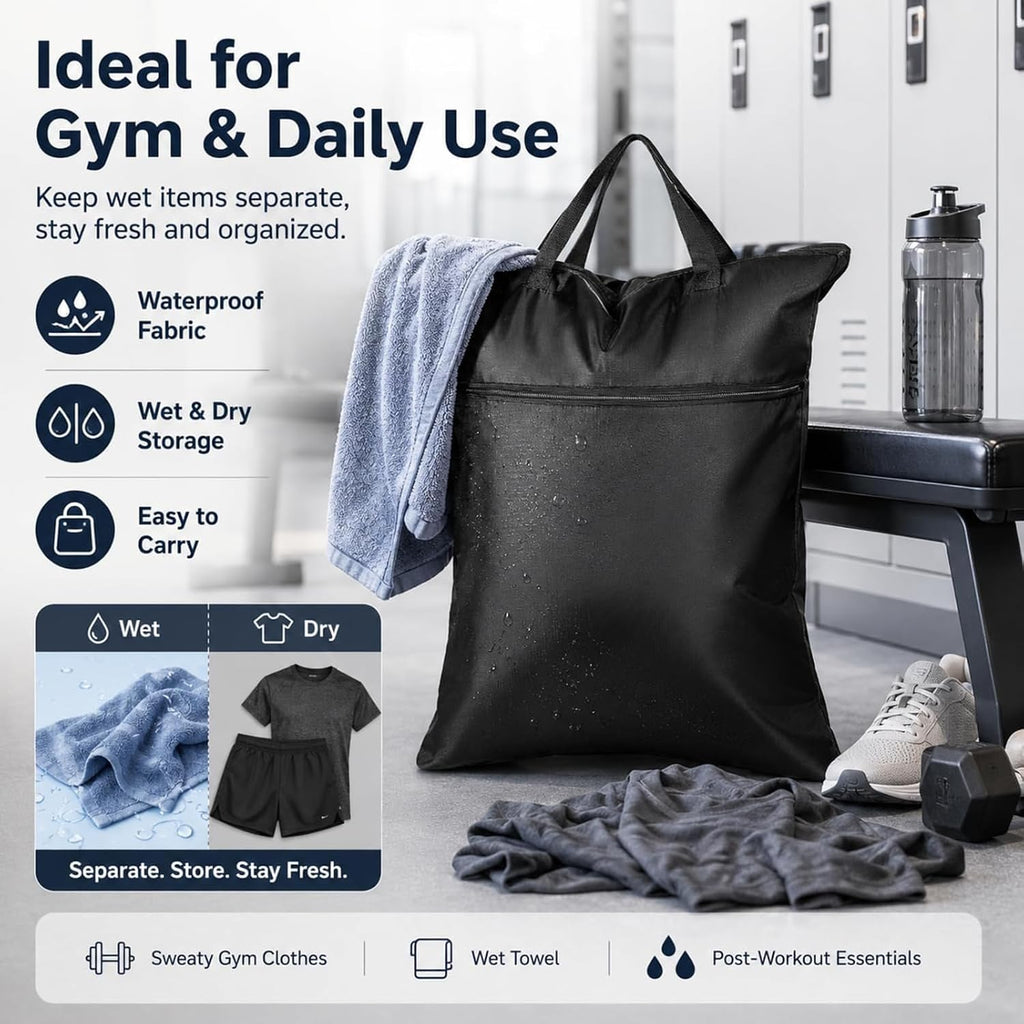 2 Pack Travel Laundry Bag 18" x 23" Wet Bag for Dirty Clothes Swim