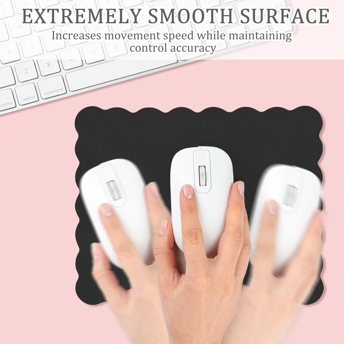 Cute Scalloped Mouse Pad Non-Slip Mousepad 9.8x7.9in