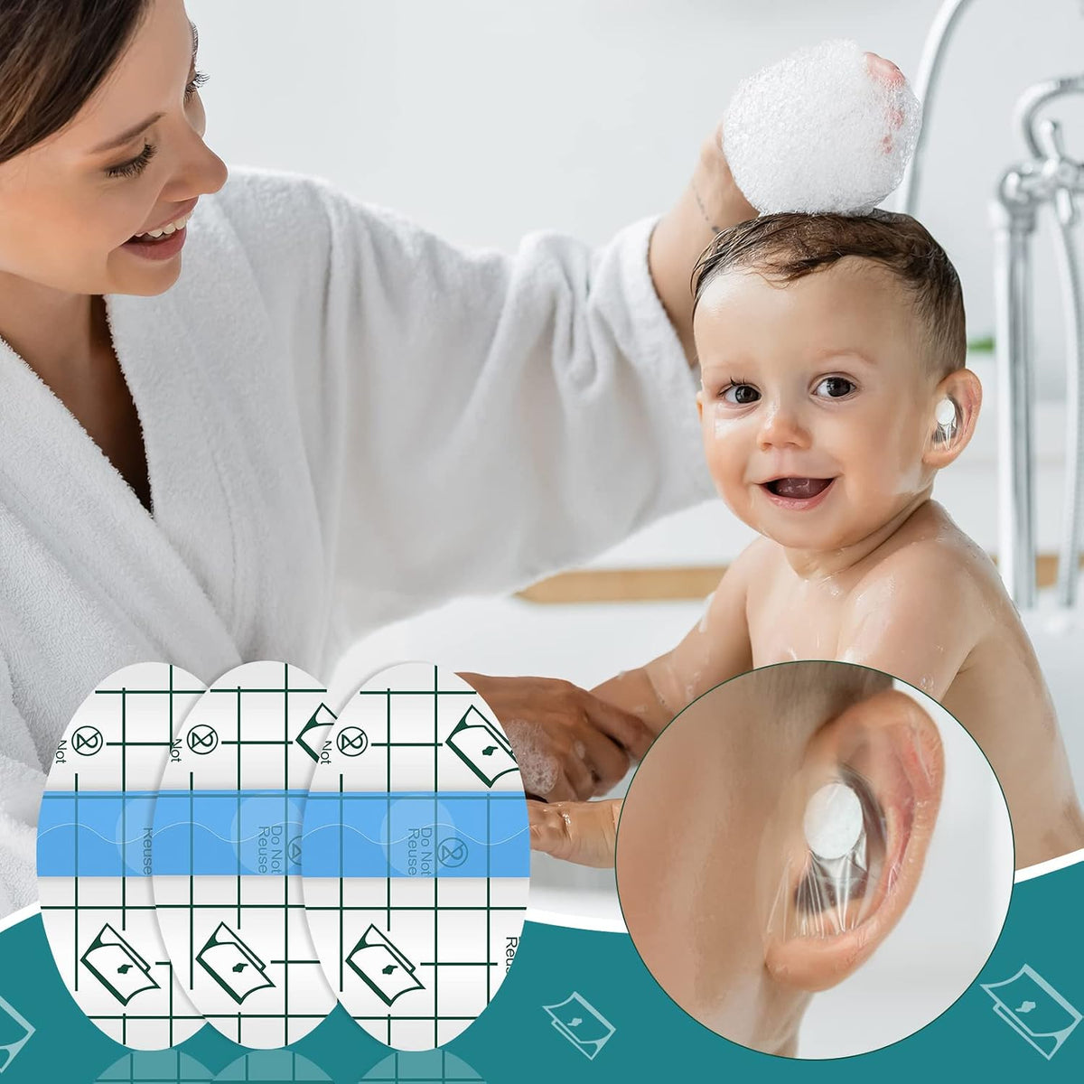 120 Pcs Disposable Baby Ear Covers for Shower Swimming