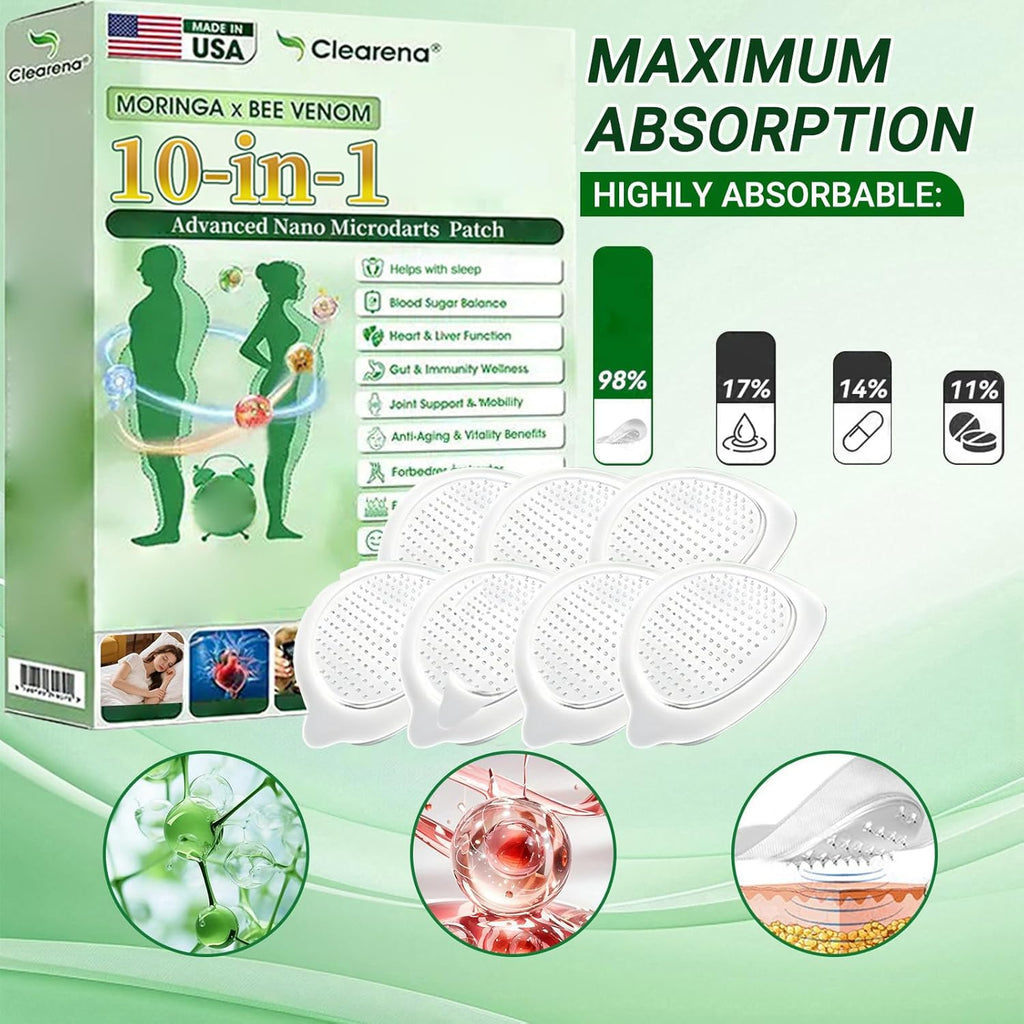 Clearena Moringa 10-in-1 Advanced Nano Microdarts Patch, 2026 New Clearena Moringa Patch, Natural Slim Patches for Women and Men - Gentle Formula for All Skin