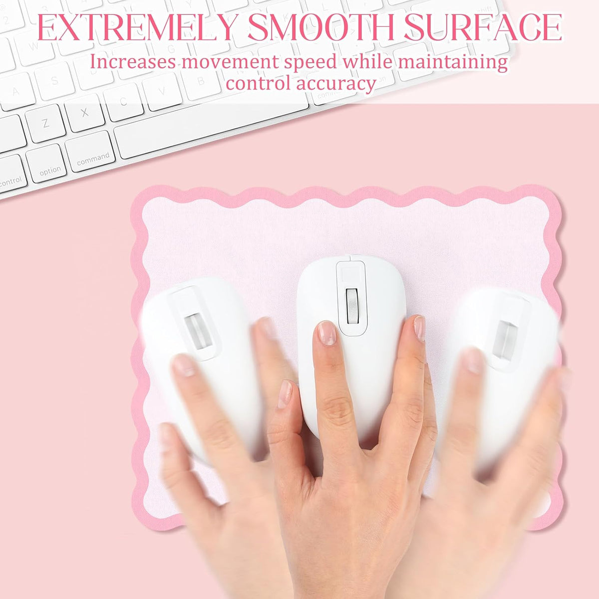 Cute Scalloped Mouse Pad Non-Slip Mousepad 9.8x7.9in