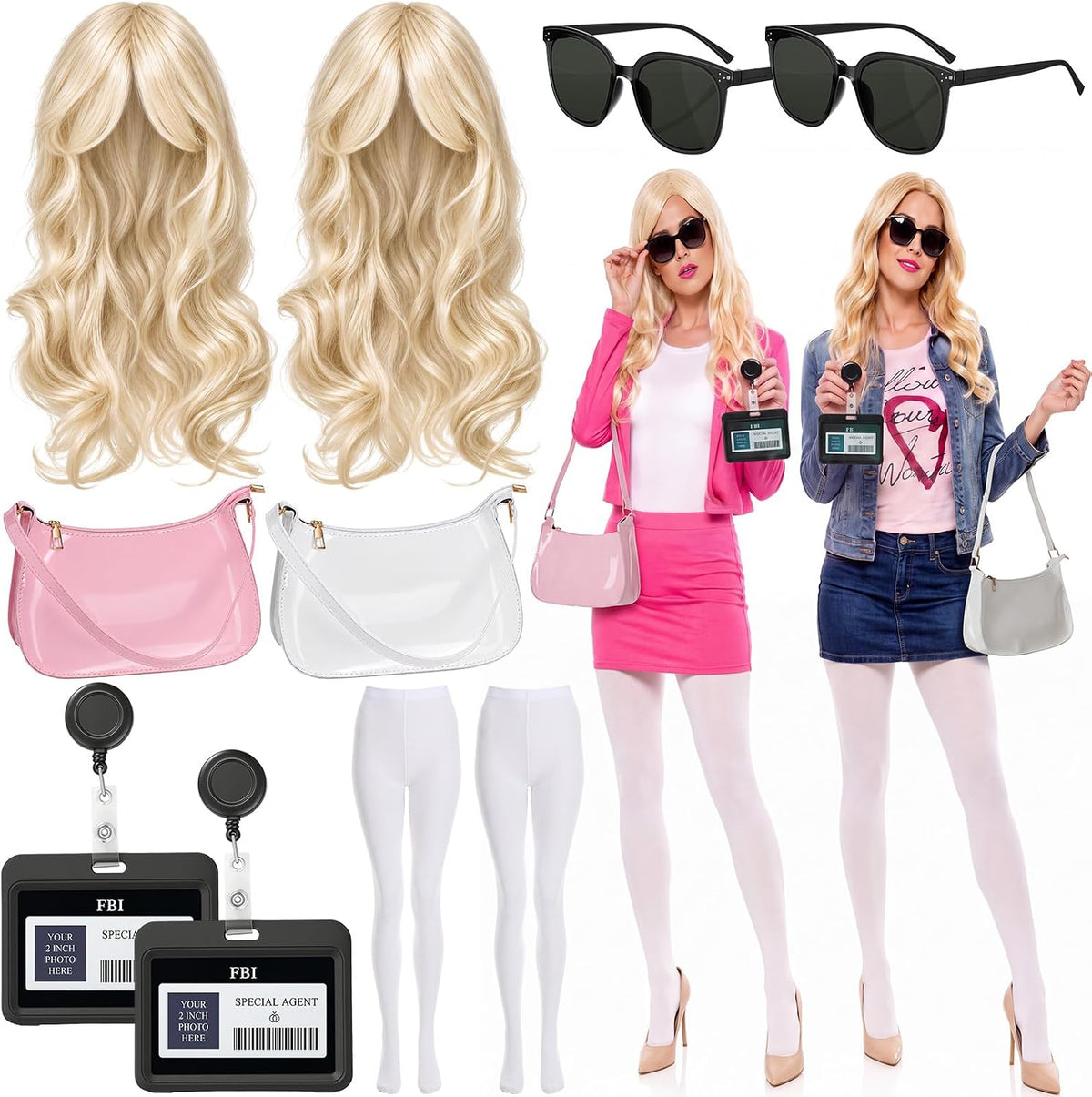 2-Person Agent Halloween Costume Set, 10 Pcs Multicolor