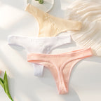 Shelliy Low-Rise Ribbed Cotton Seamless-Waist Thong - View 3