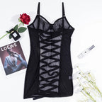 Shelliy Midnight Luxe Sheer Mesh Bodysuit Black