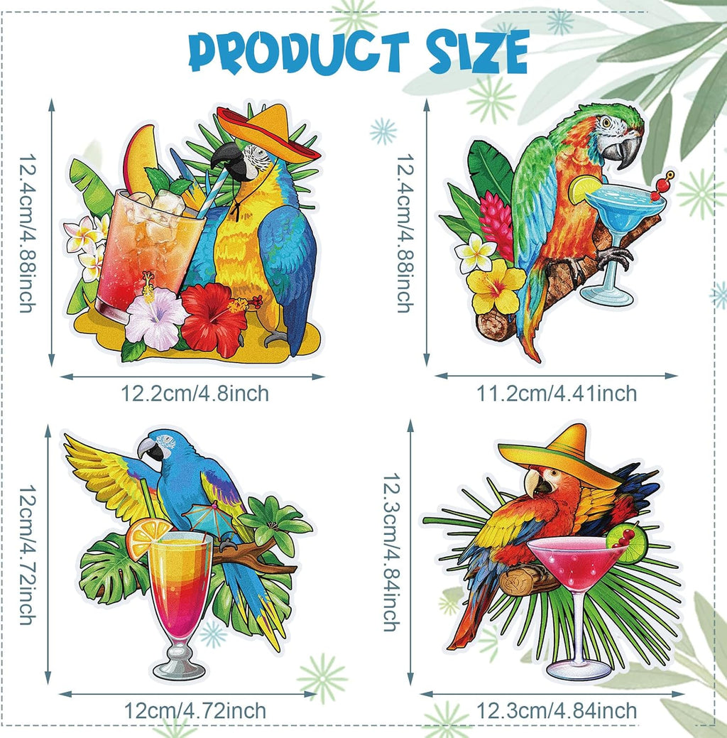 4 Pcs Cruise Door Magnets Parrot Cruise Decor, Wine Glass Theme