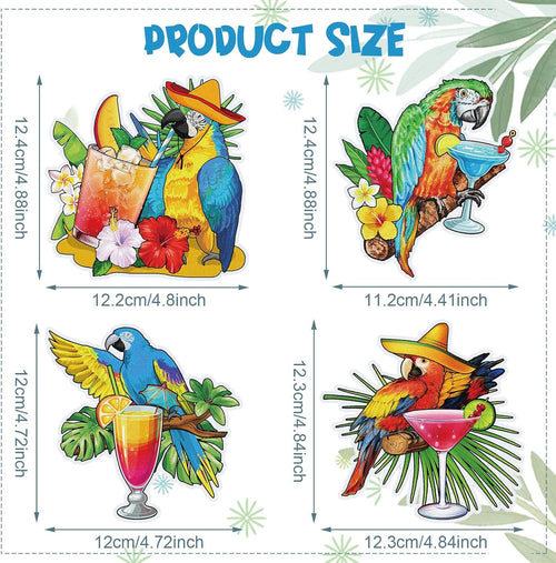 4 Pcs Cruise Door Magnets Parrot Cruise Decor, Wine Glass Theme
