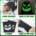 2 Pcs Glow in Dark Ghost Treat Bags Halloween Drawstring,Fierce