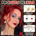 4 Pairs Poker Earrings for Women Playing Card Dangle Drop Ace Heart Earrings Poker Themed Jewelry for Casino Party Halloween Costume