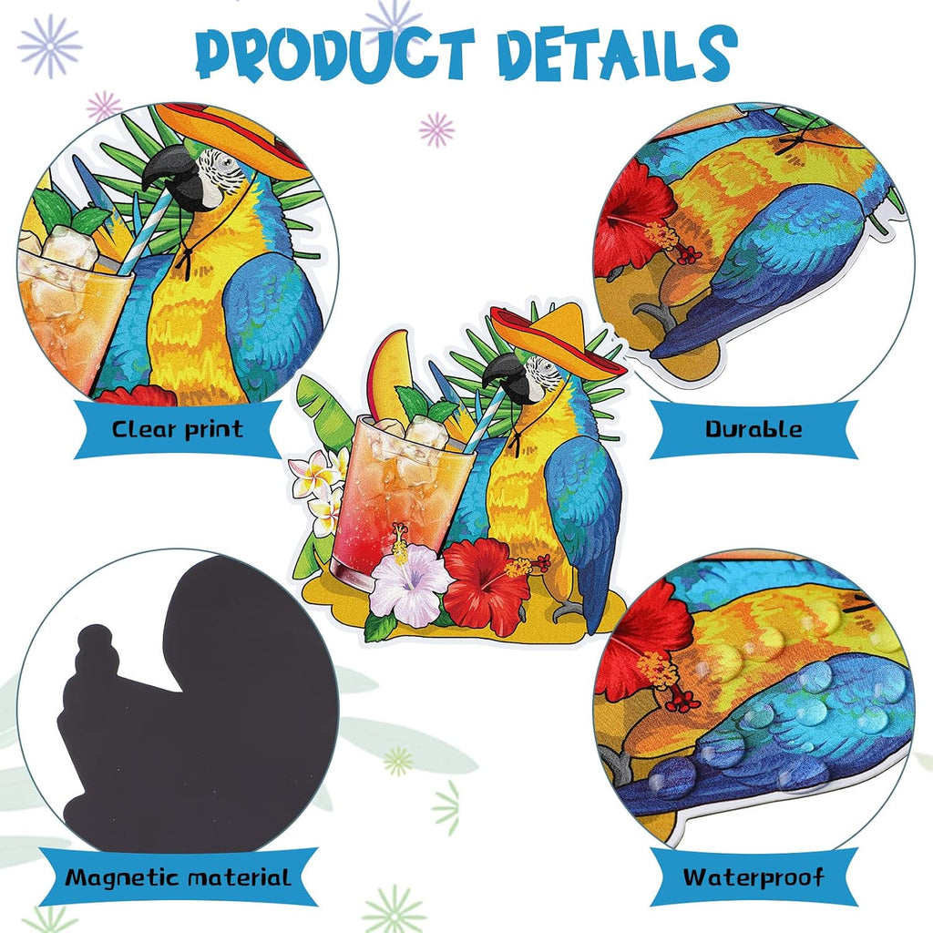 4 Pcs Cruise Door Magnets Parrot Cruise Decor, Wine Glass Theme
