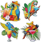4 Pcs Cruise Door Magnets Parrot Cruise Decor, Wine Glass Theme