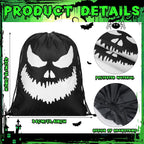 2 Pcs Glow in Dark Ghost Treat Bags Halloween Drawstring,Fierce