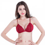 Shelliy Lace Demi Bra Red front on model — Wire-Free
