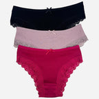 Shelliy Ribbed Cotton Lace-Trim Bikini with Bow - View 1