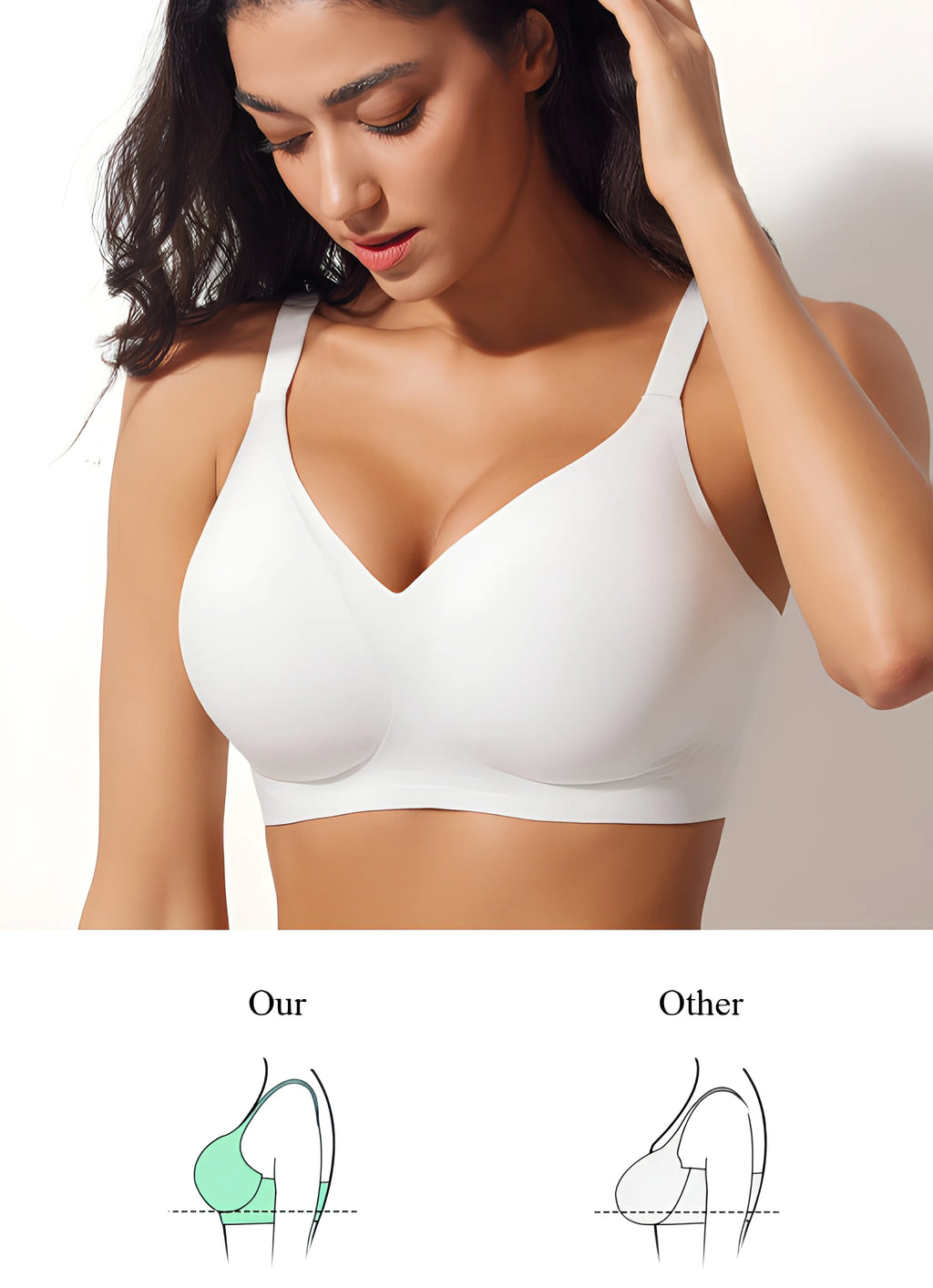 Shelliy Jelly Bra White - Low Back U-Shape Design