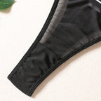 Shelliy Dark Romance Chain-Thong Sheer Mesh 3-Piece Lingerie Set