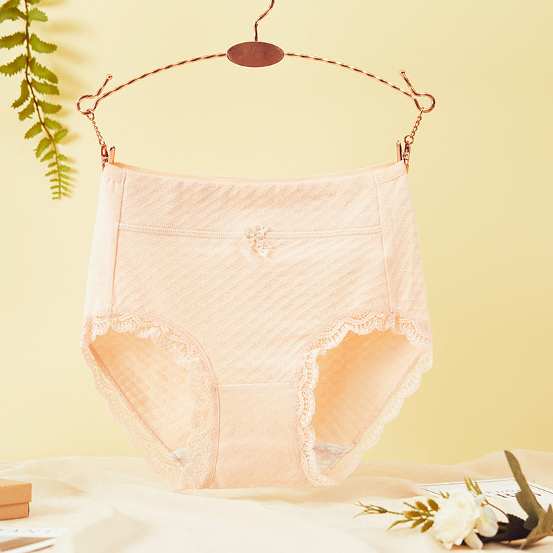 Shelliy Jacquard Cotton Brief Peach front on hanger — Cotton-Gusset