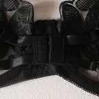 Shelliy Coquette Embroidered Ruffle 3-Piece Garter & Thong Set