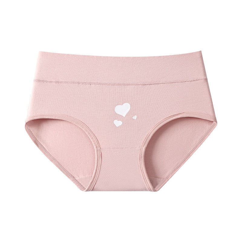 Shelliy Coquette Printed High-Waist Cotton Brief Front flat lay, solid pink — Printed
