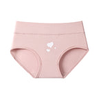 Shelliy Coquette Printed High-Waist Cotton Brief Front flat lay, solid pink — Printed