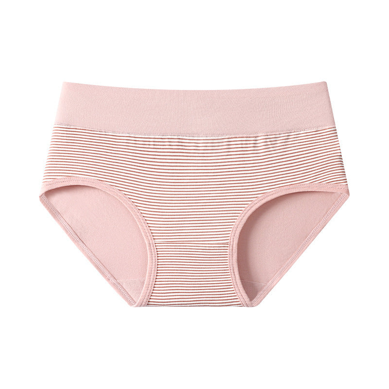 Pinstripe Print Shelliy Coquette Printed High-Waist Cotton Brief Front flat lay — Printed