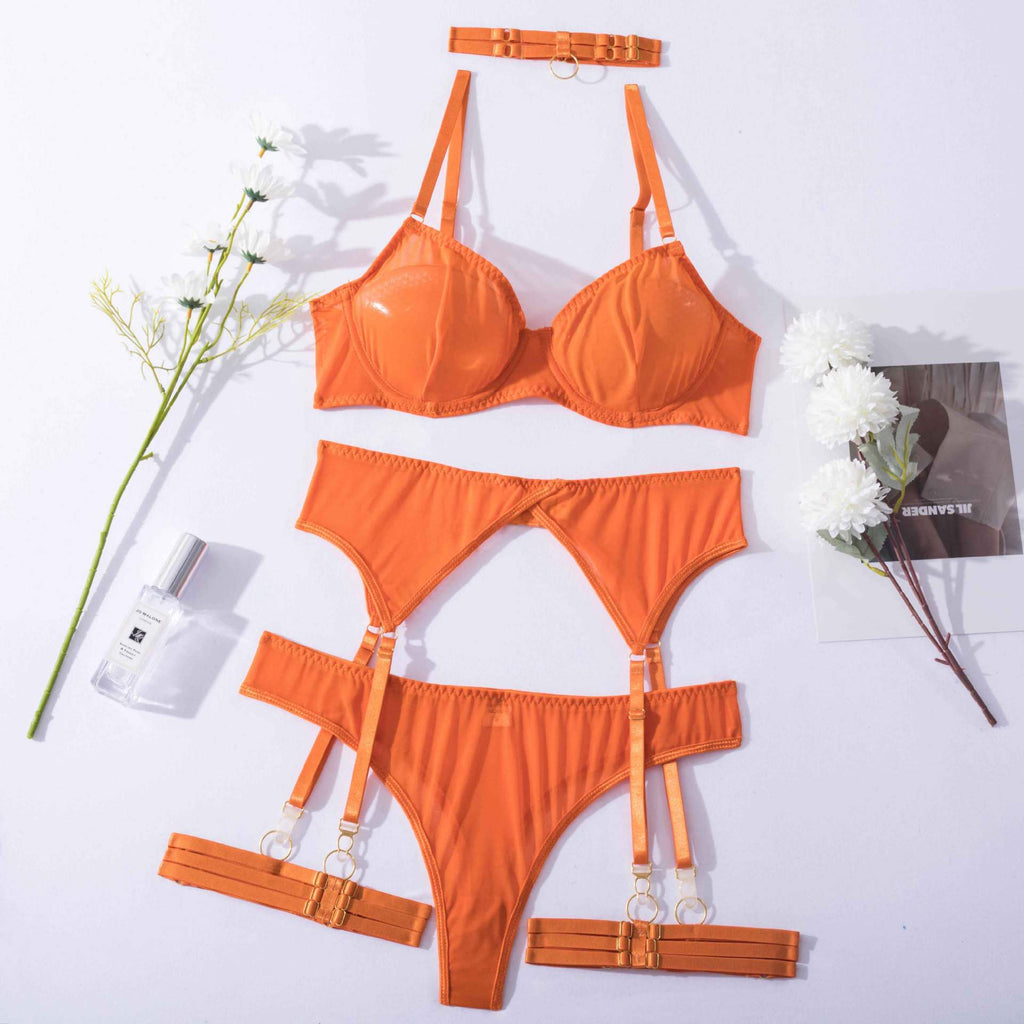 Orange Minimalist Wired Mesh 4-Piece Set — Shelliy Official