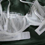 Shelliy Coquette Ruffled-Scallop Sheer Mesh 2-Piece Lingerie Set