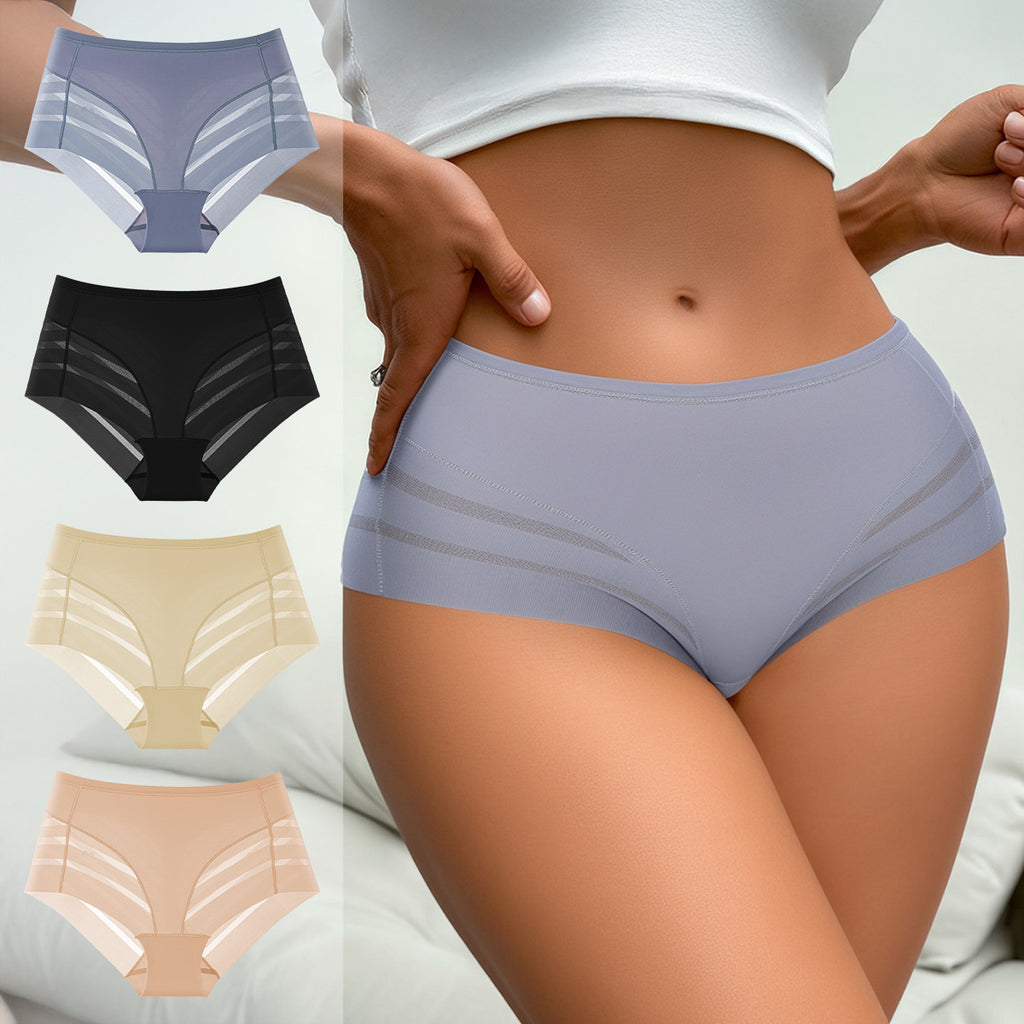 Shelliy Minimalist Lace-Trim Ice-Silk Brief
