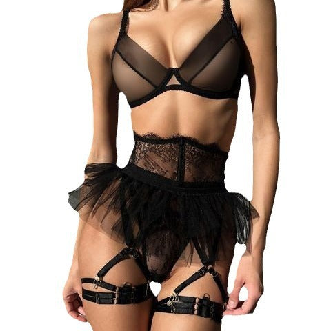 Shelliy Dark Romance Tulle Tutu Sheer 4-Piece Set Detail Close-Up — Shelliy Official
