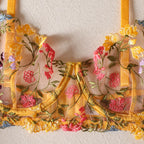 Shelliy Romantic Sheer Floral 3-Piece Garter Thong Set