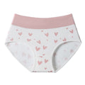 Pink Hearts on White Shelliy Coquette Printed High-Waist Cotton Brief Front flat lay — Printed