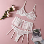 Shelliy Ethereal Ruffle Underwired Sheer Bridal Set White