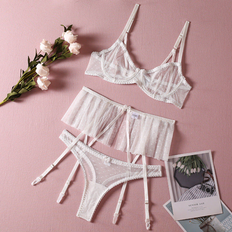 Shelliy Ethereal Ruffle Underwired Sheer Bridal Set White