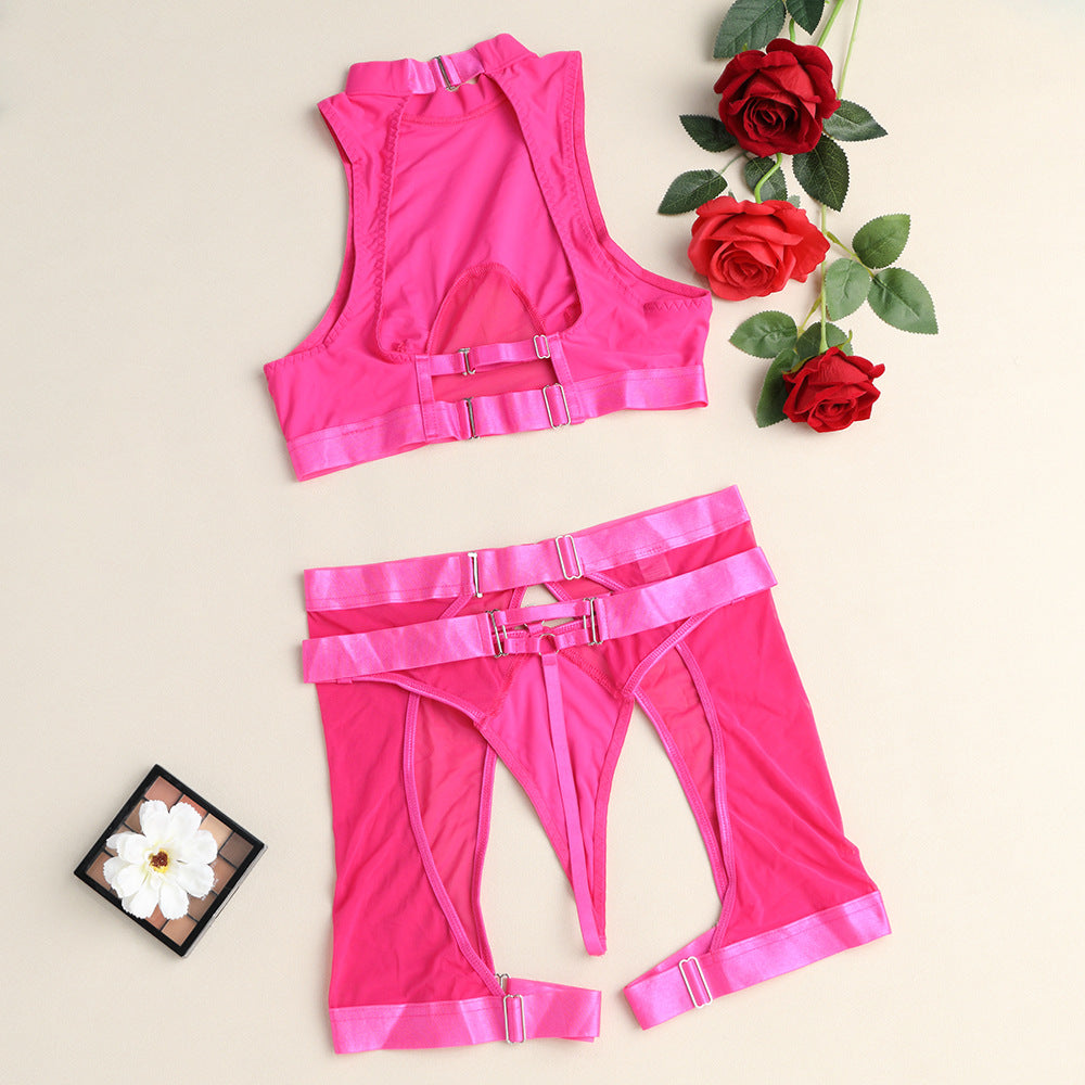 Shelliy Midnight Luxe Sheer Halter 3-Piece Set