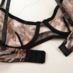 Shelliy French Leopard-Print Sheer 2-Piece Lingerie & Thong Set