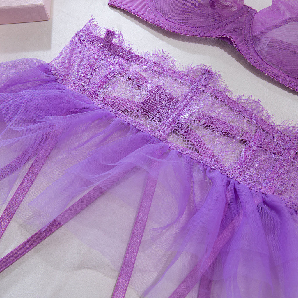 Shelliy Dark Romance Tulle Tutu Sheer 4-Piece Set