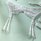 Shelliy Bridal White Lace Balconette 5-Piece Garter Set